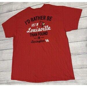University Of Louisville Vs Kentucky Wildcats T Shirt I’d Rather Be Size XL Red